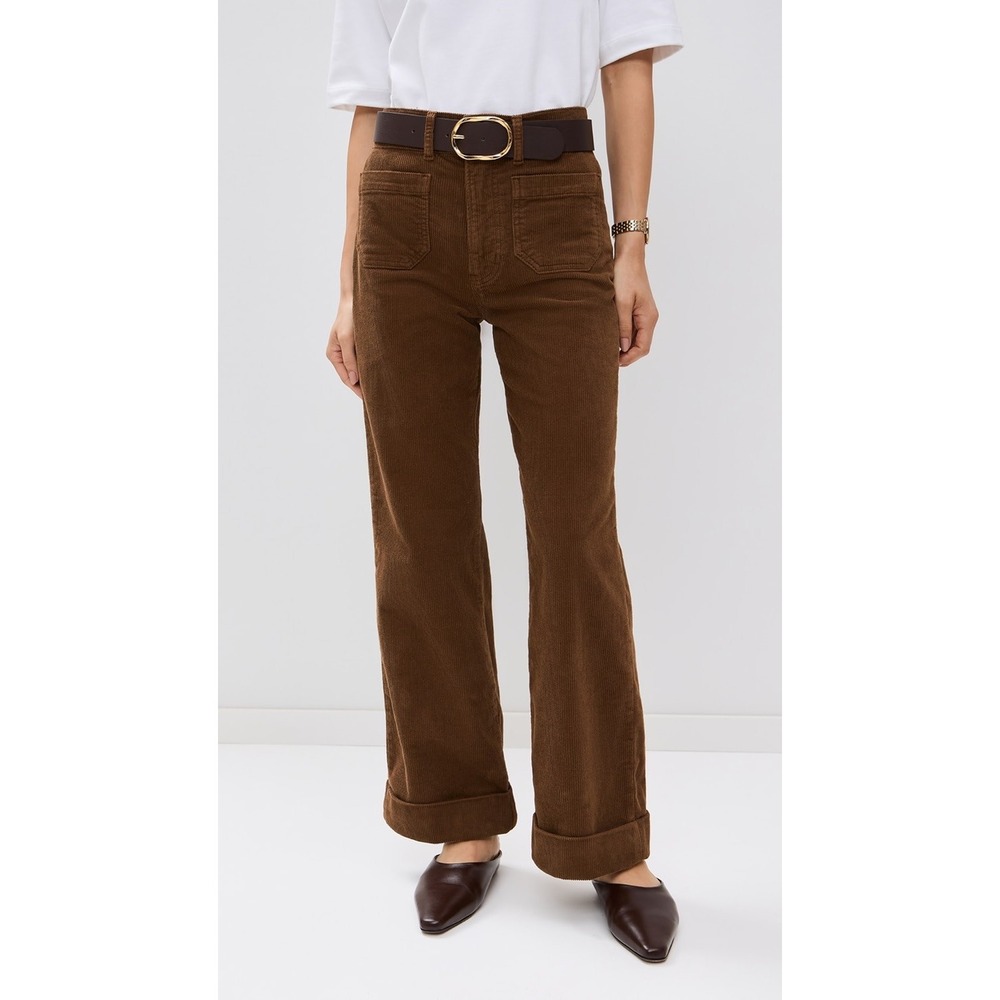 FRAME 70'S Cropped Wide Leg Corduroy Jeans Size 32 Toast Brown Retro Boho
